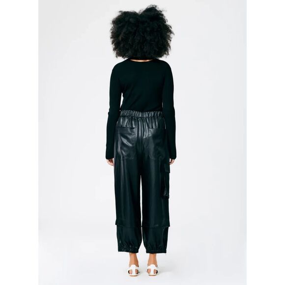 TIBI Celia Drape Pull On Wilt Wide Leg Tapered Jogger Ankle Pants Size L Large - Picture 2 of 10